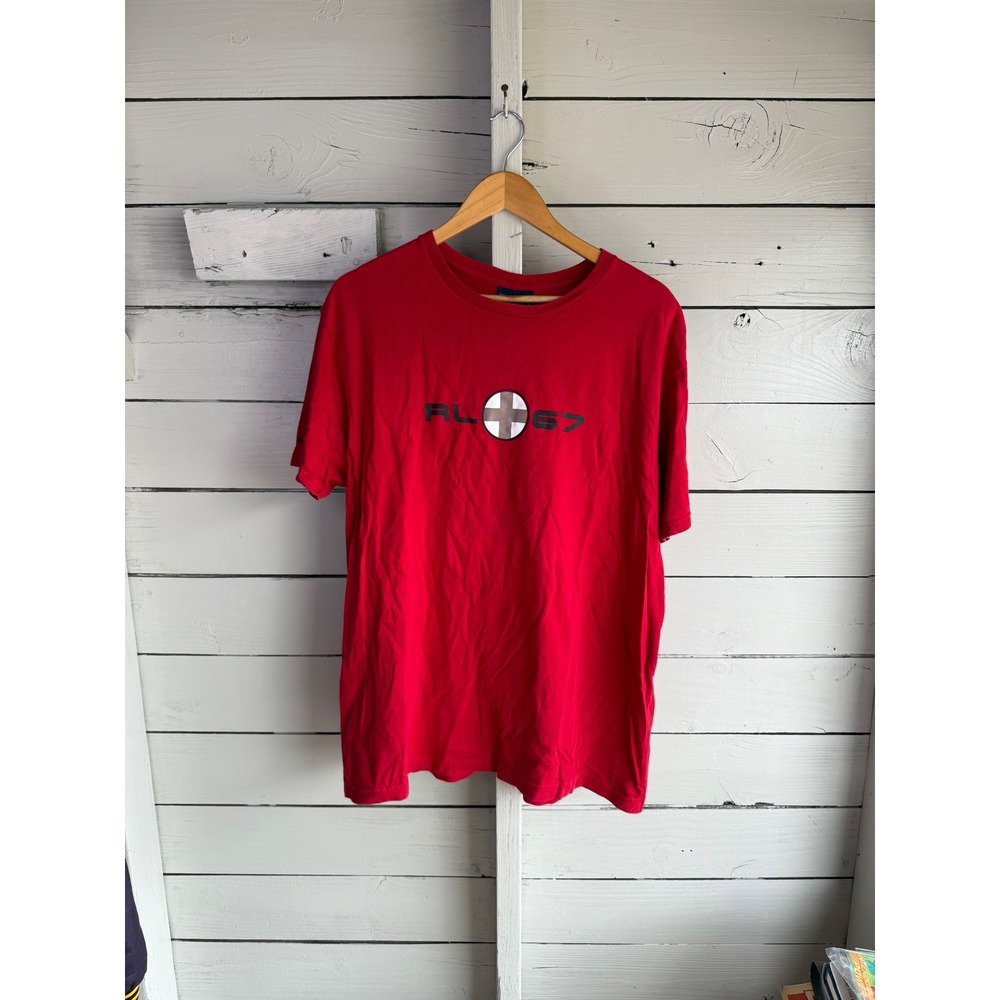 Polo Sport Ralph Lauren Mens RL-67 Graphic T-Shirt Red Crew Neck Large